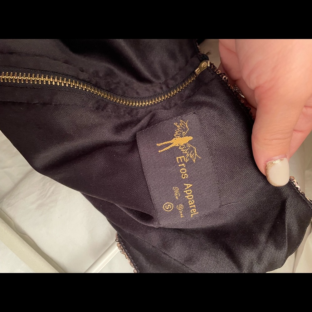 Eros Apparel Black/Gold Sequin Peplum Blouse View 3